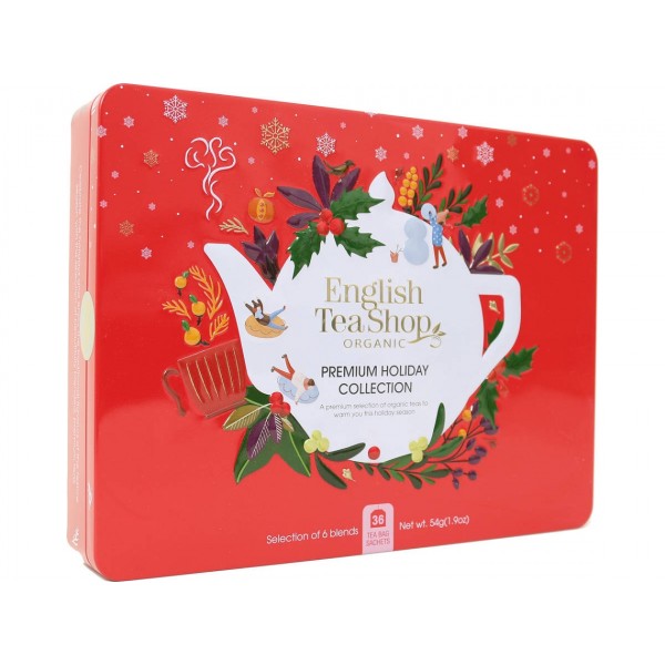 Premium Holiday Colection Snowflake- red, 36 saquetas- ENGLISH TEA SHOP