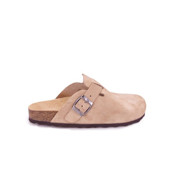 Clogs de camurça com fivela - Taupe Nº37